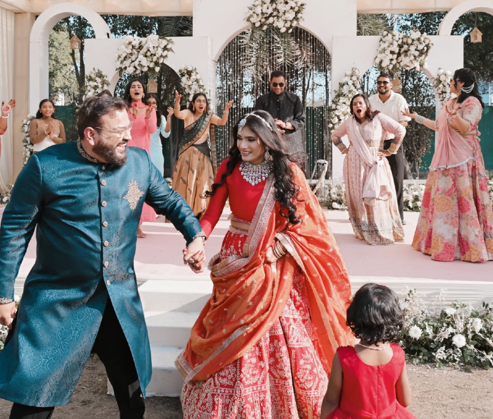 Bride and groom dancing at the wedding